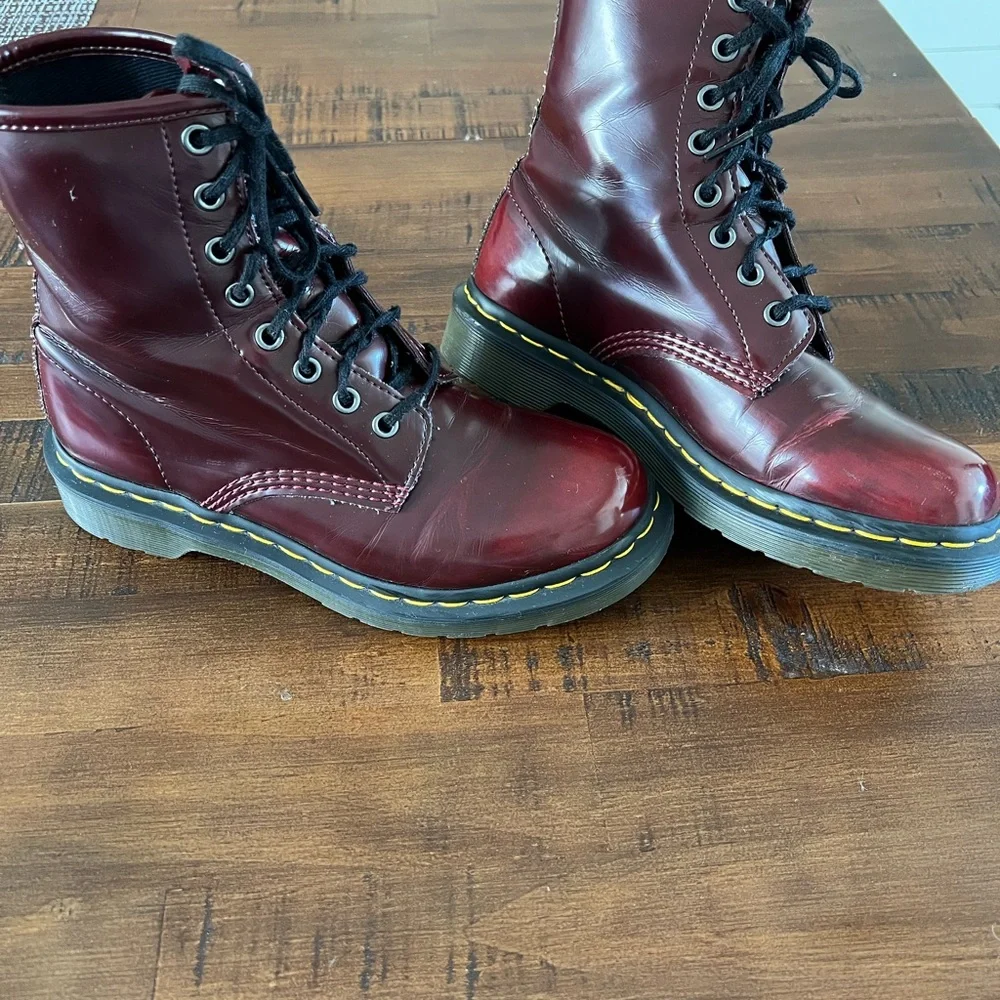 Dr. Martens Burgundy Ankle Boots - Picture 3 of 4